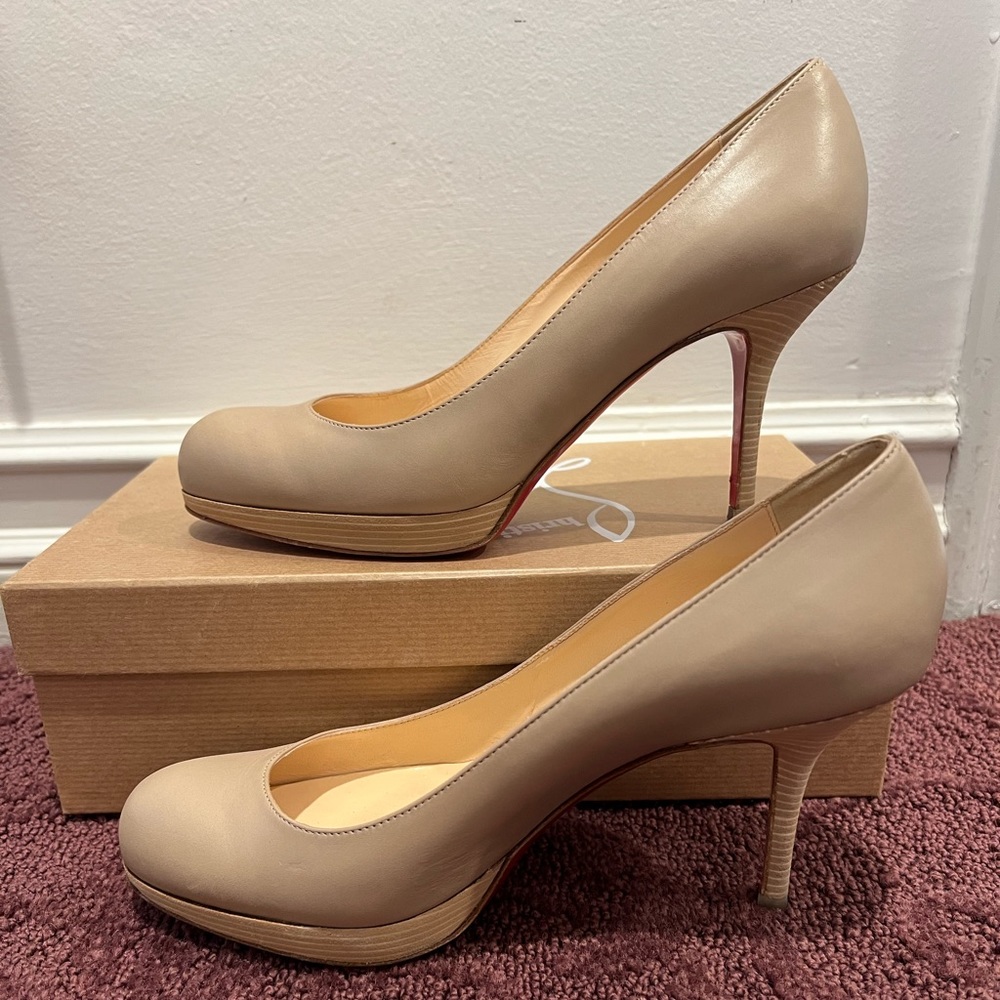 Christian Louboutin Prorata 90 calf heel tan leather